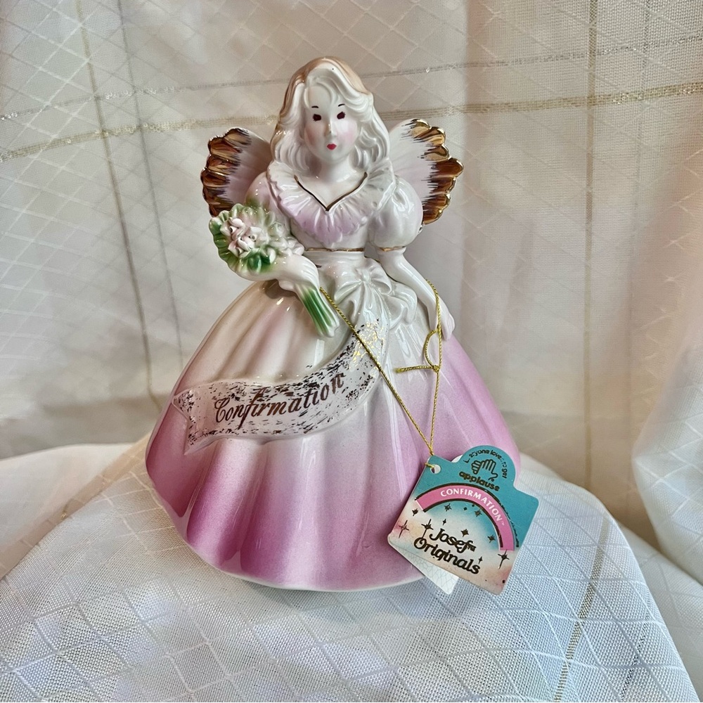 VTG Josef Originals Pink Confirmation Angel Ceramic Figurine by Applause